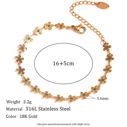 Size Details of Retro blue flower bracelet – handcrafted 18K gold plated design by STUD-Shop Till You Drop