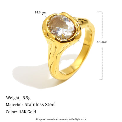 Silver zircon statement ring with textured molten design – STUD Jewelry