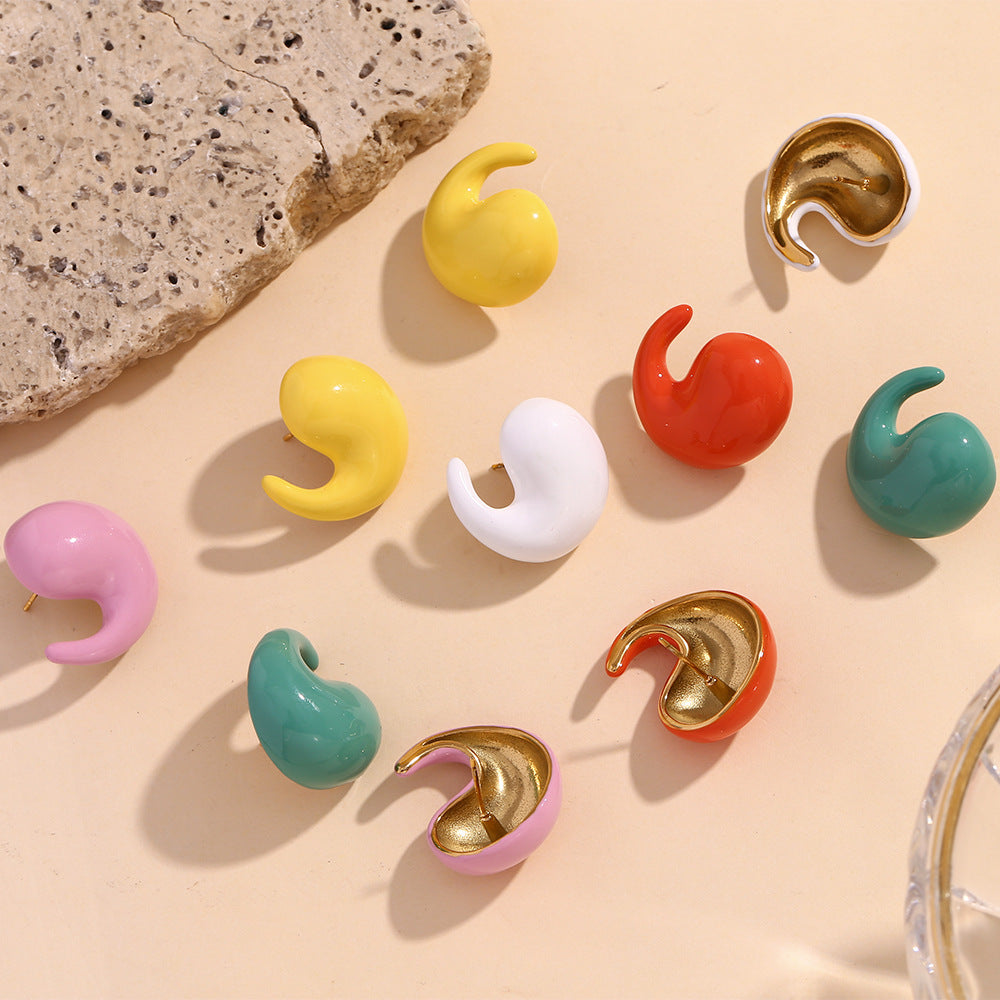 Candy-Colored Enamel Comma Earrings