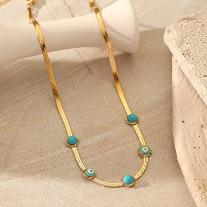 Evil eye turquoise snake chain necklace product view