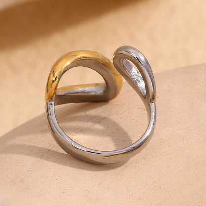 Rear view of Two-Tone Waterdrop Open Ring