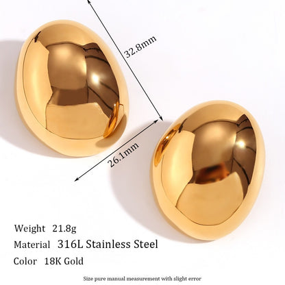 Size Details of Hollow gold teardrop bead earrings – 18K gold-plated, 3D sculptural design, waterproof by STUD (Shop Till You Drop)