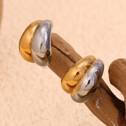 Two Tone Stud Earrings in gold finish by STUD