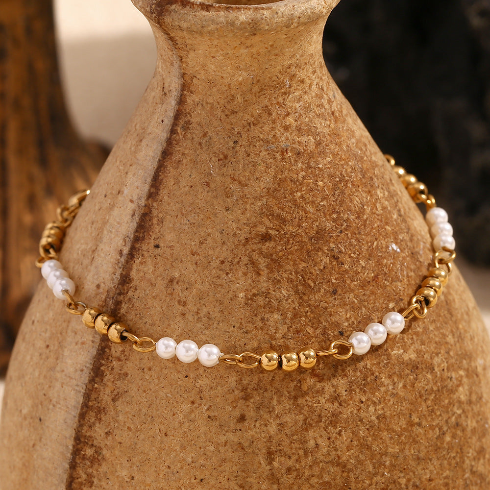 Retro Chic 18K Gold-Plated Beaded Bracelet for Trendsetters