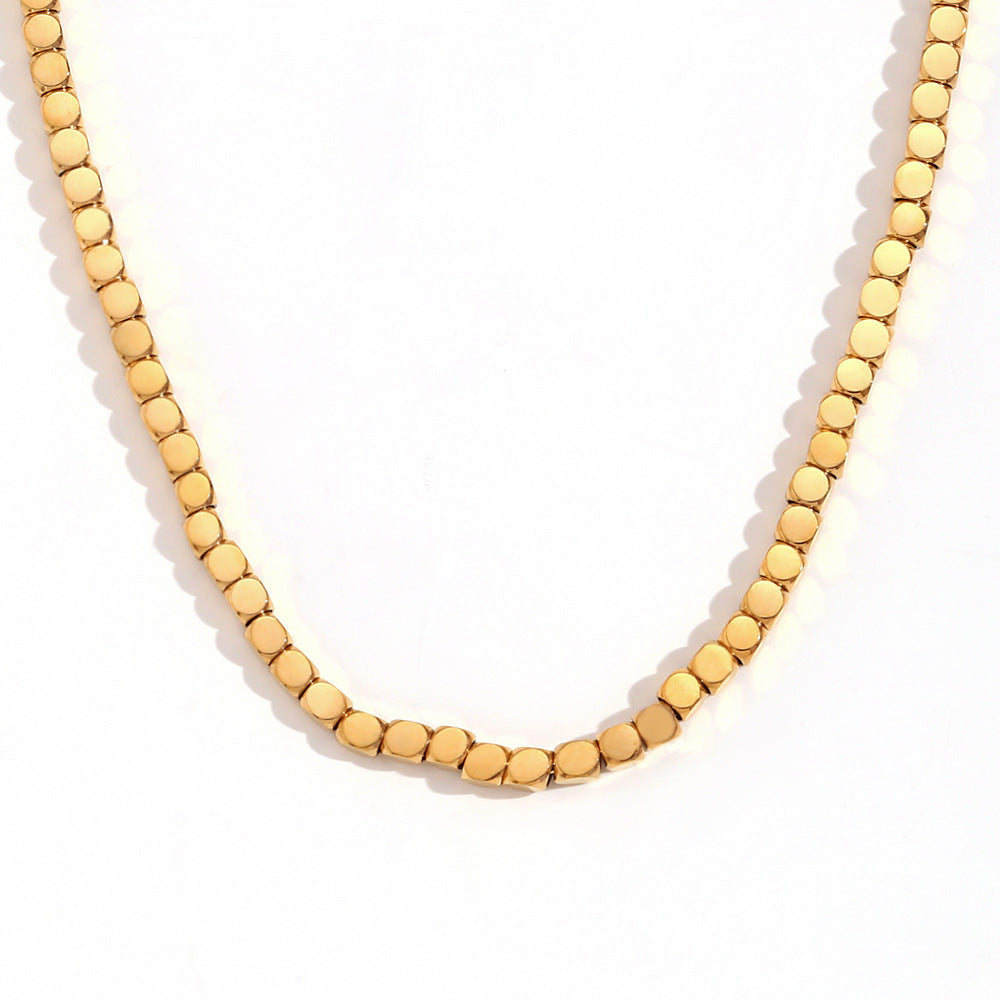 Minimalist Gold Square Bead Necklace