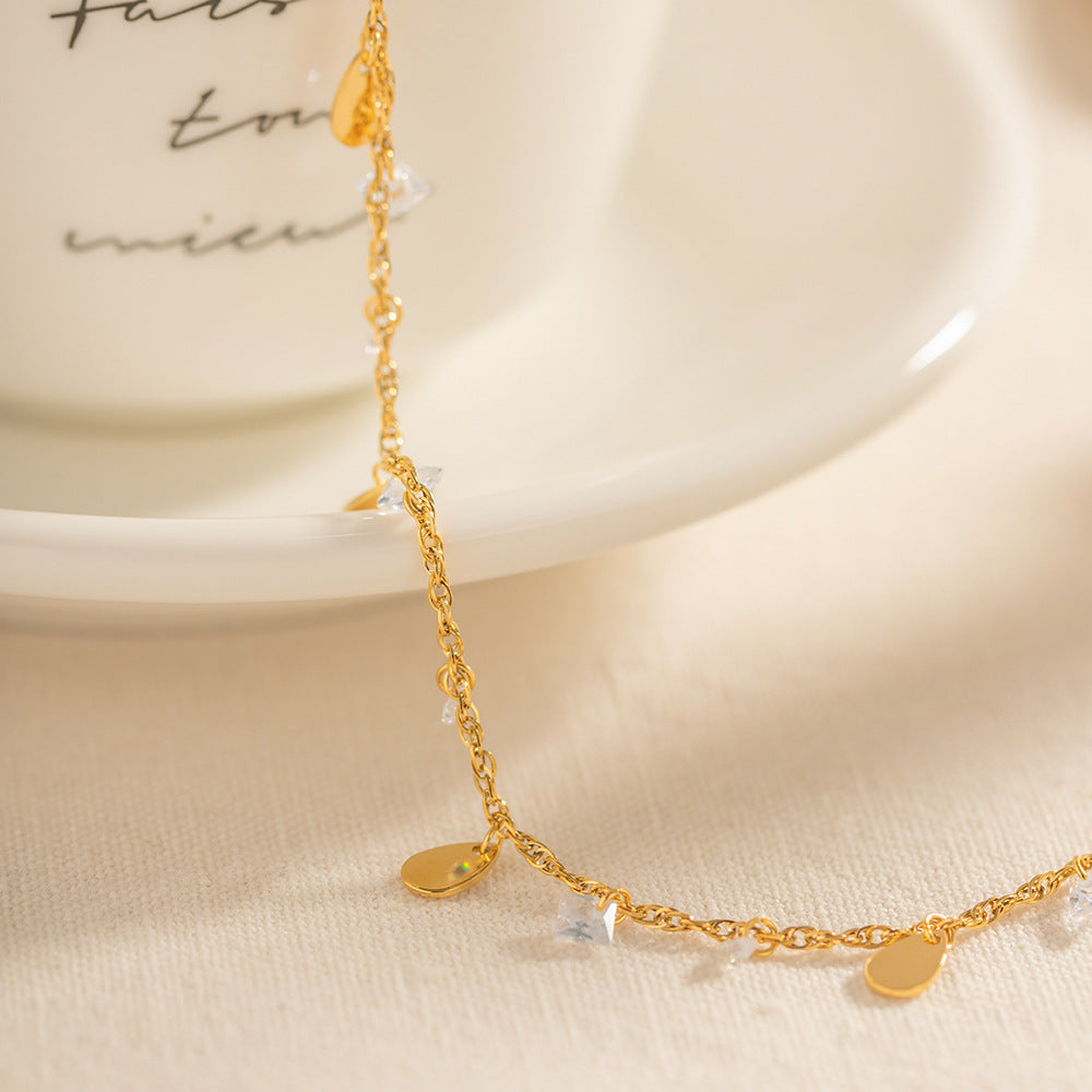 Crystal Drop Tassel Anklet