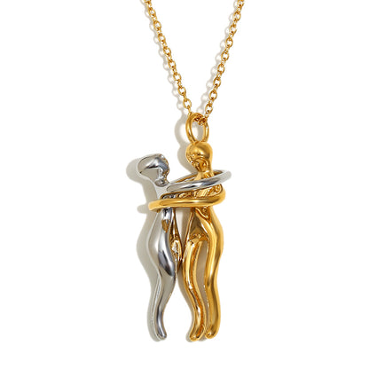 Romantic Lovers Two-Tone Necklace styled for daily wear