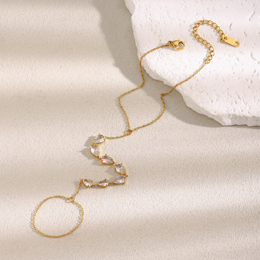 18K gold rope chain hand bracelet for women with adjustable clasp – waterproof and elegant