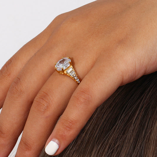Luxe Adjustable Oval Clear Diamond Ring
