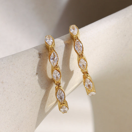 STUD mini marquise hoop earrings – 18K gold-plated, waterproof, anti-tarnish design with zircon stones