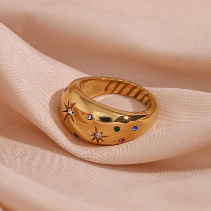 Celestial Charm Gold-Plated Dome Ring