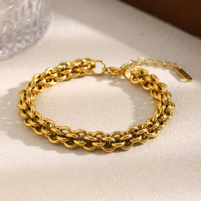 18K gold plated chunky lantern chain bracelet in stainless steel – hip-hop vintage style by STUD