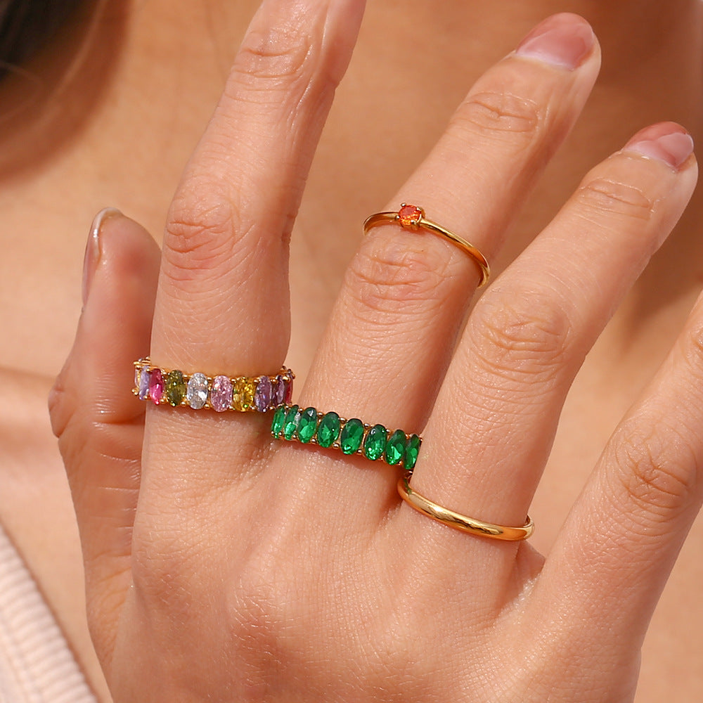 Multicolor Zircon Statement Ring