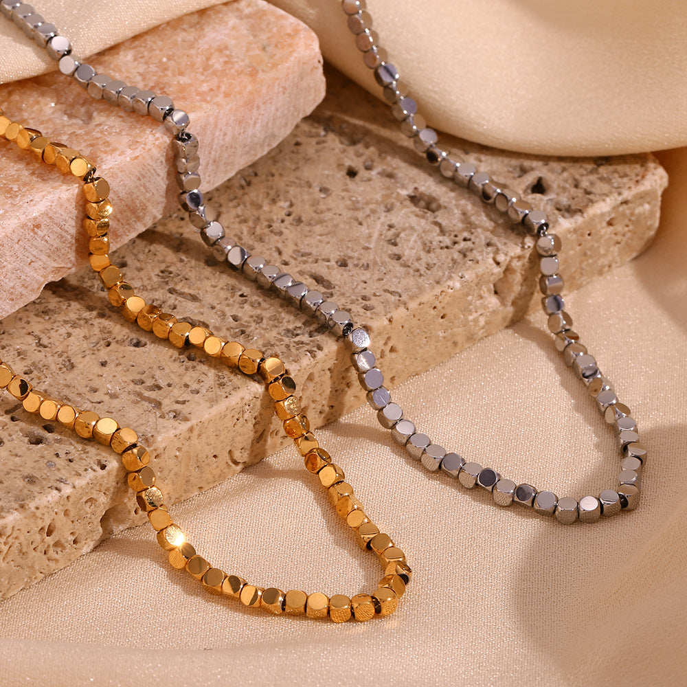 Minimalist Gold Square Bead Necklace