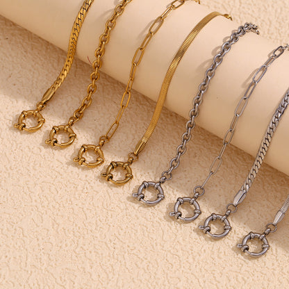 Minimalist Silver Snake Chain Clasp Bracelet