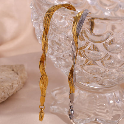 18K gold plated twist duo snake bracelet in silver and gold tones – STUD