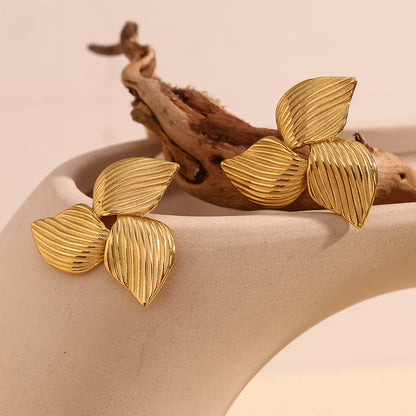 Chic boomerang-shaped gold earrings – 18K gold-plated, polished finish, waterproof by STUD (Shop Till You Drop)