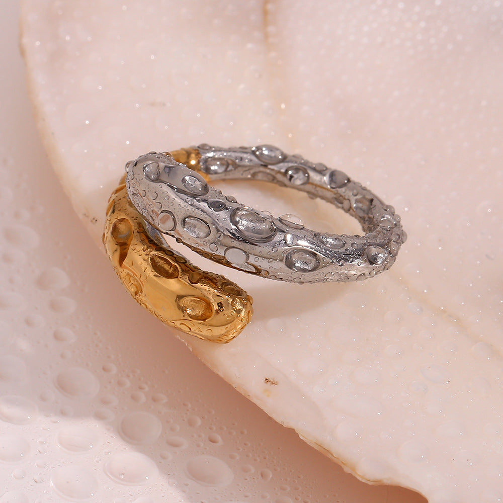 Vintage Hammered Snake Open Ring – 18K Gold Plated