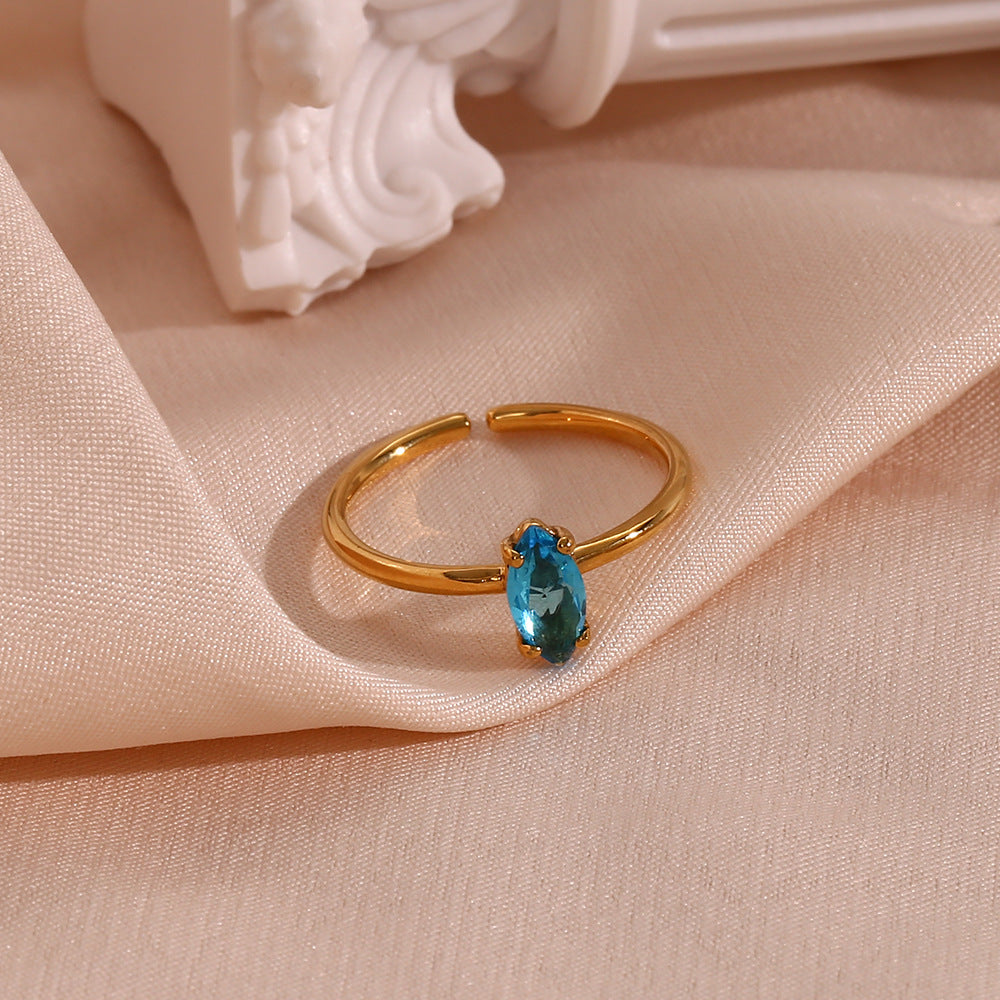 Minimalist 18K Gold Plated Zircon Adjustable Ring