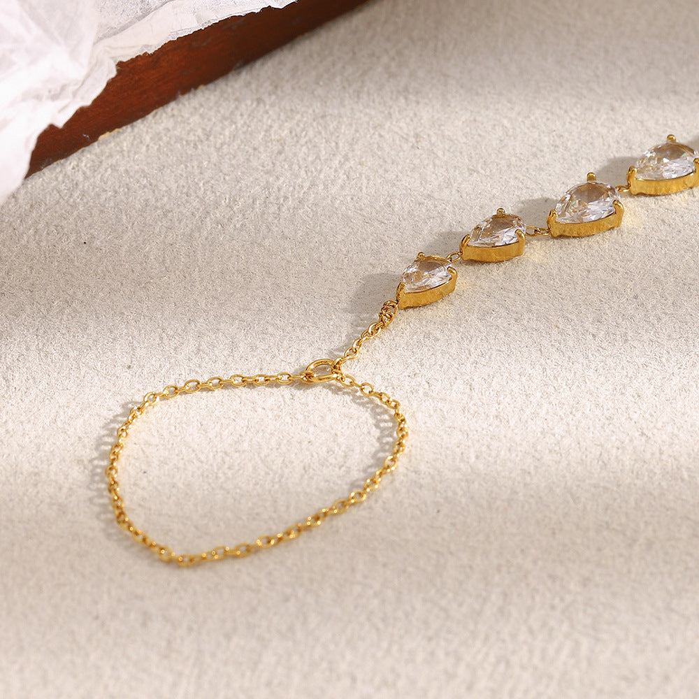 18K gold rope chain hand bracelet for women with adjustable clasp – waterproof and elegant