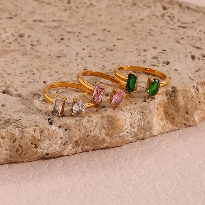 Minimalist Oval Zircon Open Ring