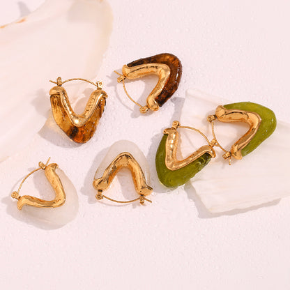 Gold Geometric Triangle Earrings