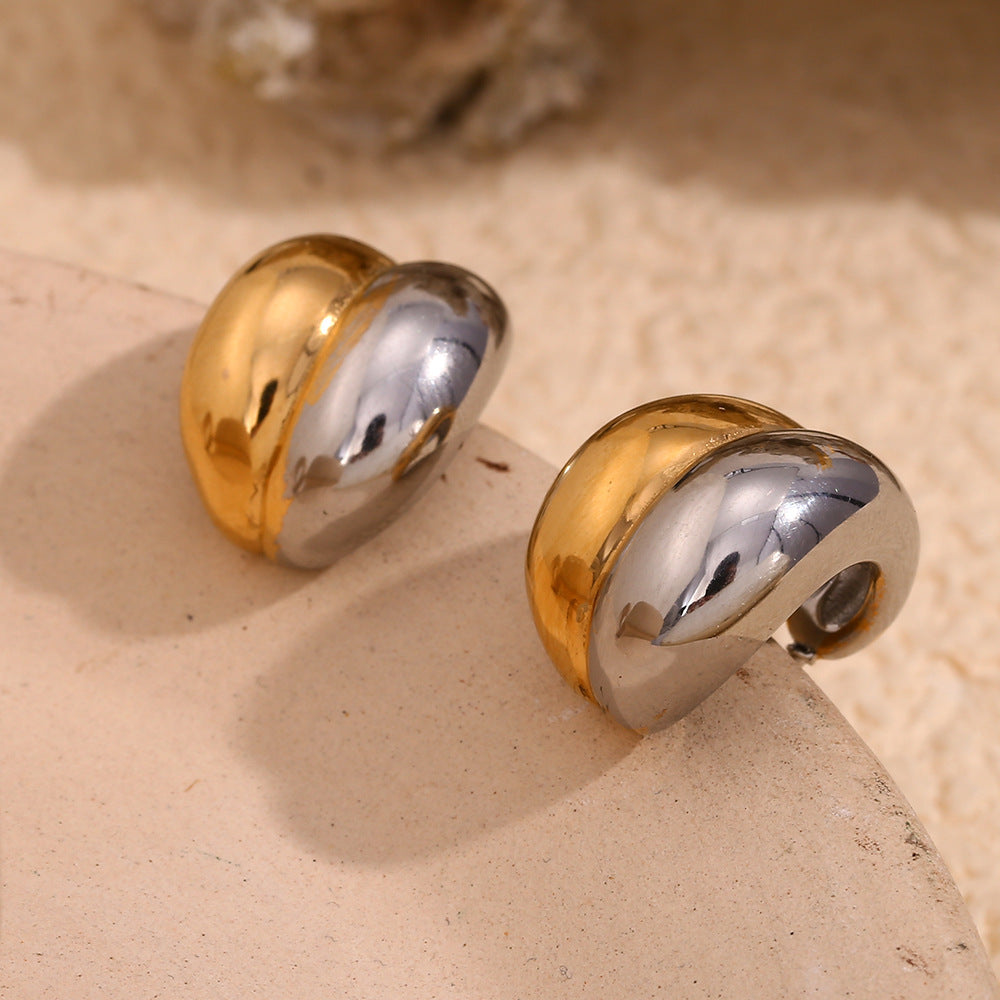 Two Tone 18K Gold-Plated Stud Earrings for Women