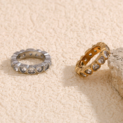 Close-up of Silver Heart Zircon Ring