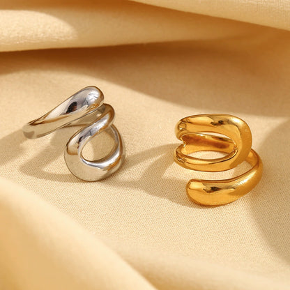 Triple-layer snake ring – 18K gold-plated sculptural band with serpentine design – waterproof fashion jewelry by STUD (Shop Till You Drop)