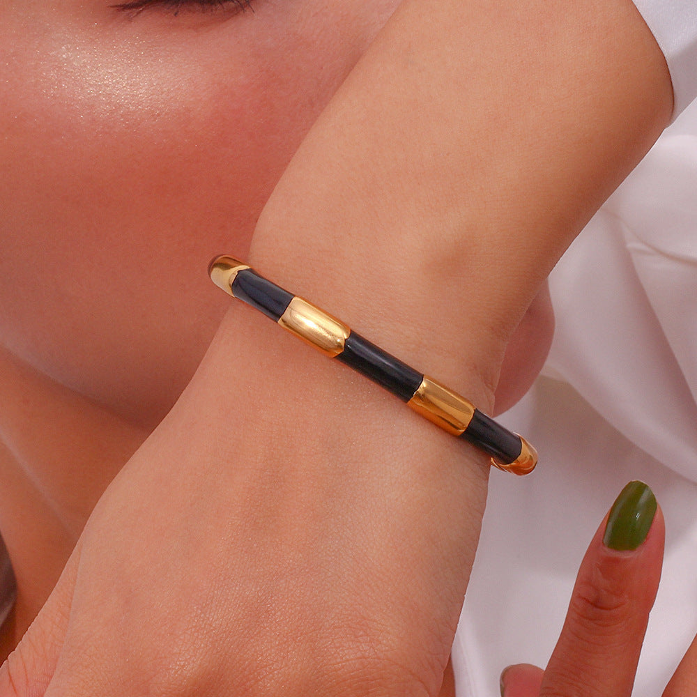 Minimalist Solid Segmented Enamel Bangle