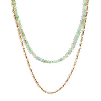 Close view of double layer stone necklace