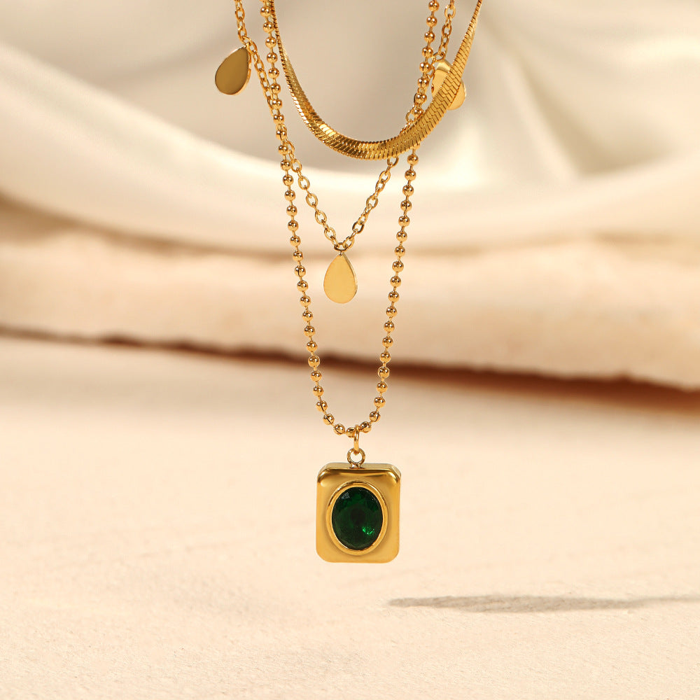 Emerald Elegance Multi-Layer Necklace