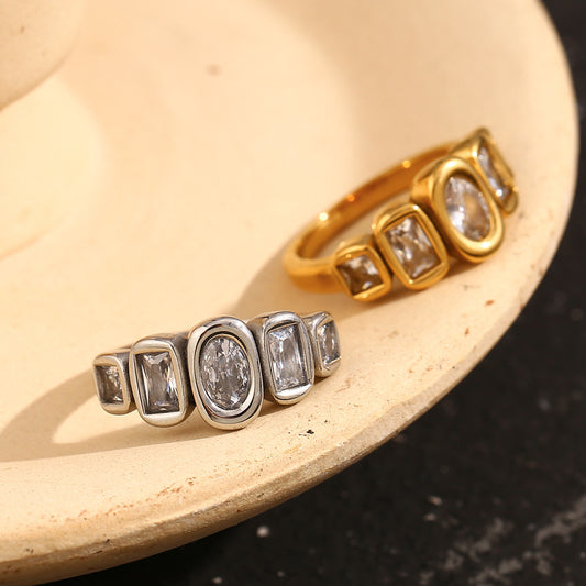 Zircon Stacking Silver Ring