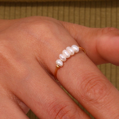 Aesthetic Freshwater Pearl Ring | Elegant 18K Gold-Plated Design