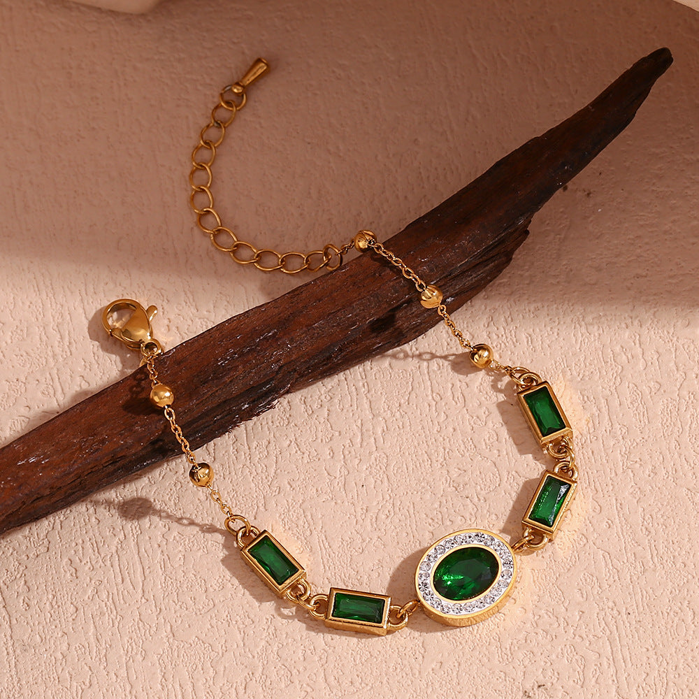 Vintage Green Natural Stone Bracelet