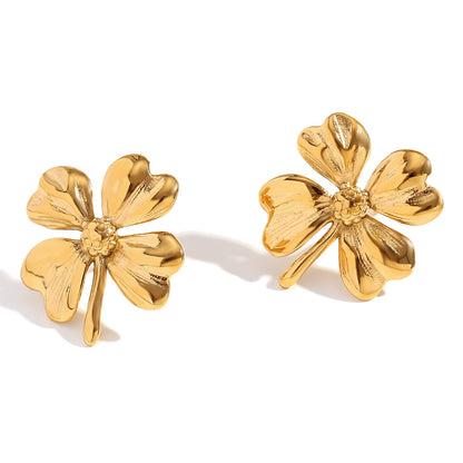 Trendy 18K gold-plated flower earrings – retro modern waterproof hypoallergenic studs by STUD (Shop Till You Drop)

