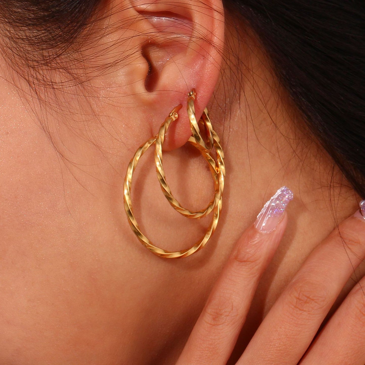 Golden Twist Hoop Earrings