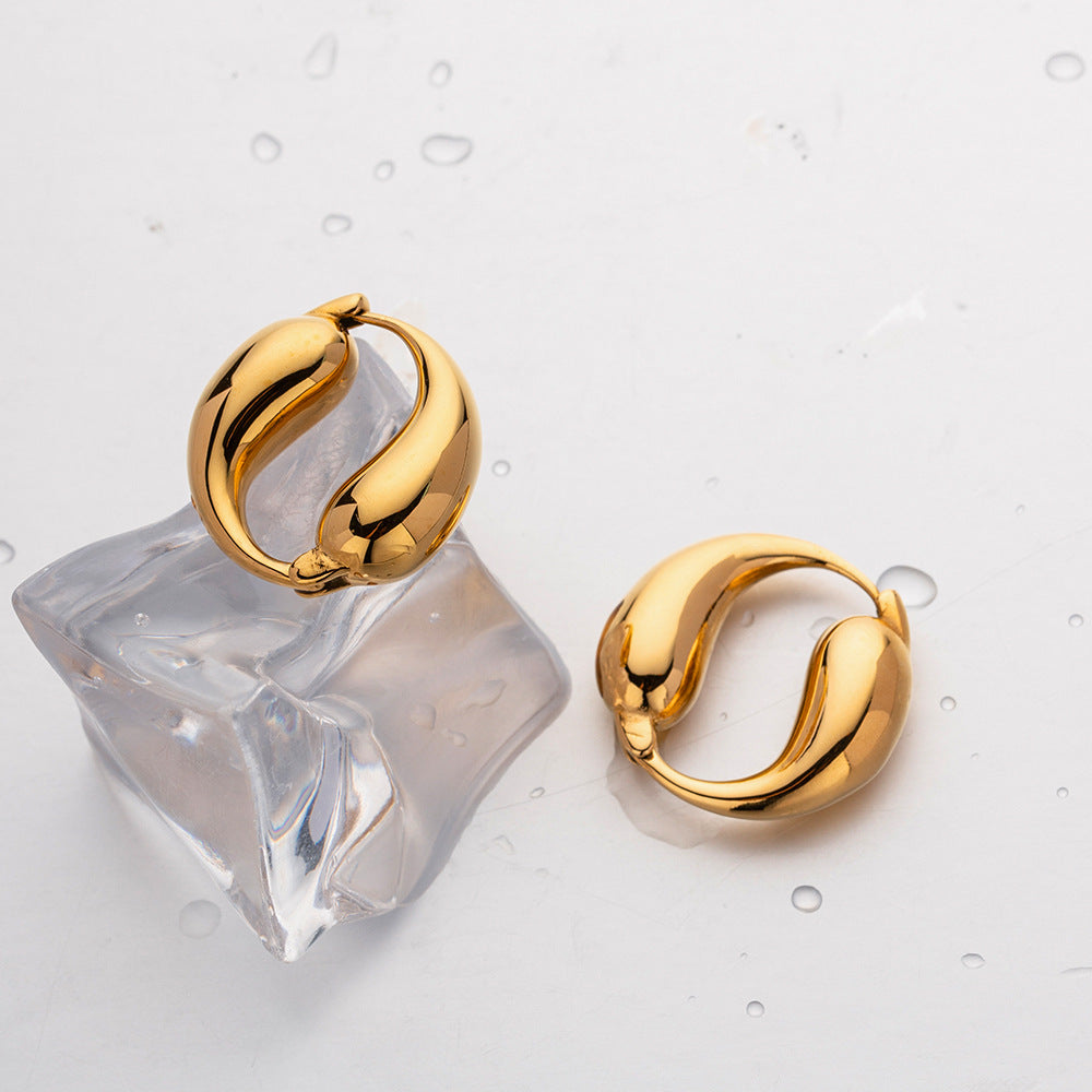 Yin-Yang Inspired 18K Gold Circle Hoop Earrings