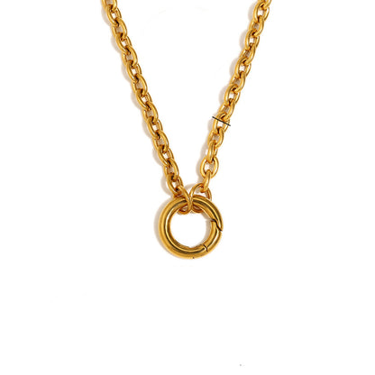 Size Details of 18K gold plated spring clasp O-link necklace – oversized ring pendant, DIY charm compatible