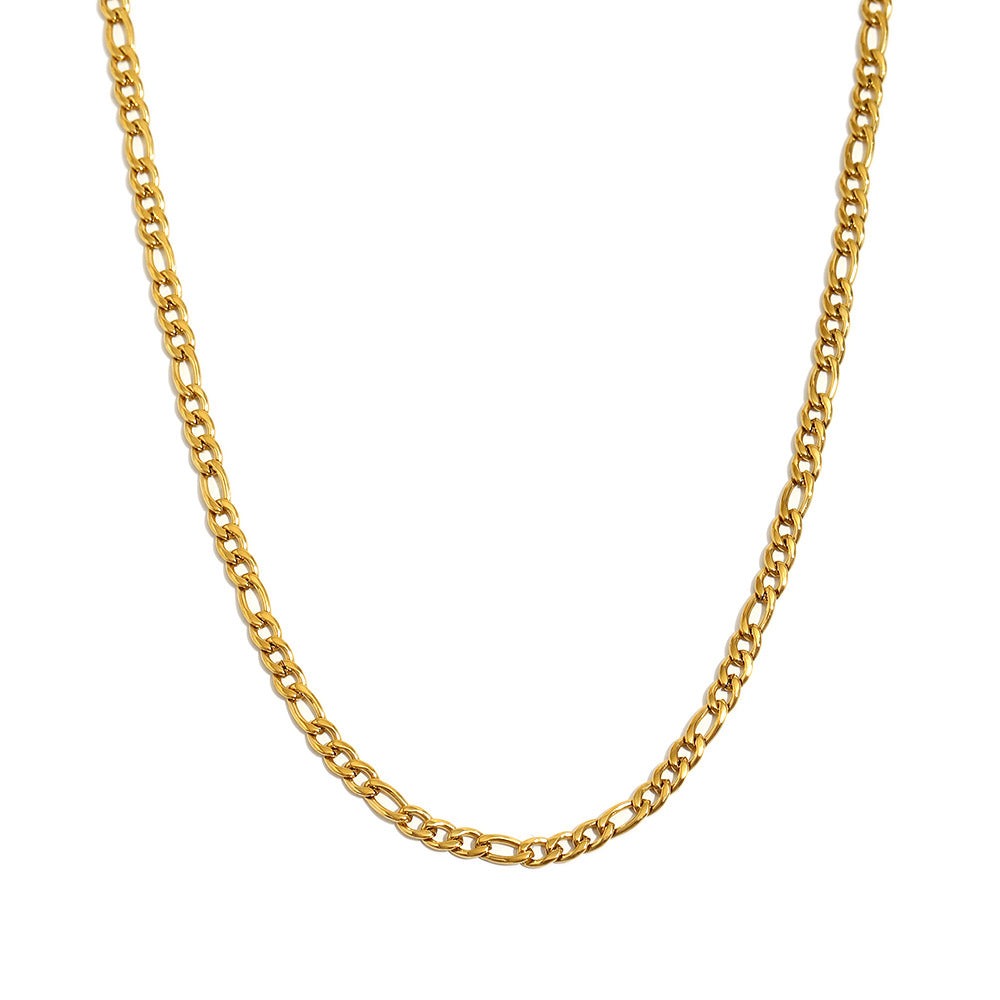 3mm gold Figaro chain necklace with 18K plating in two sizes