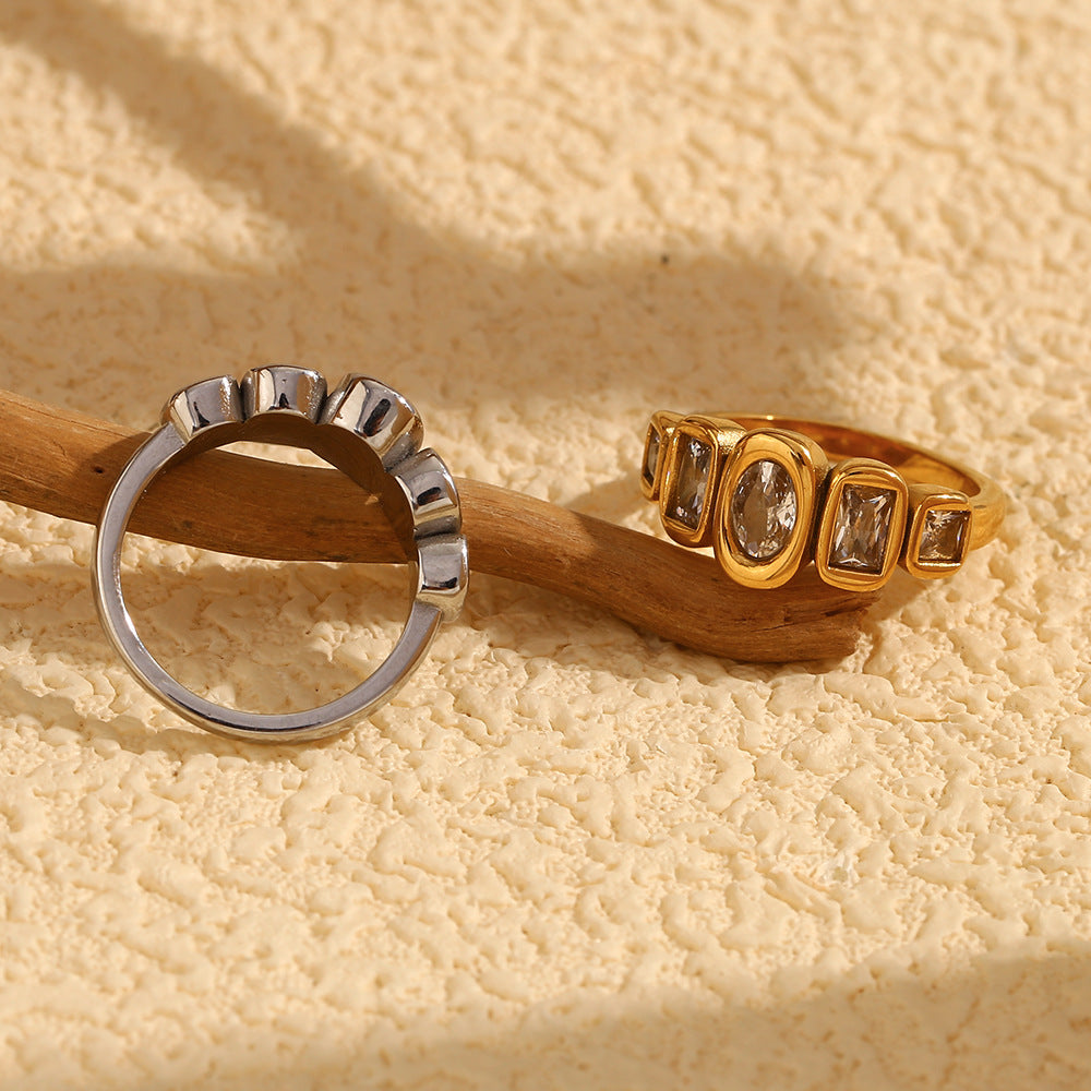 Zircon Stacking Gold Ring