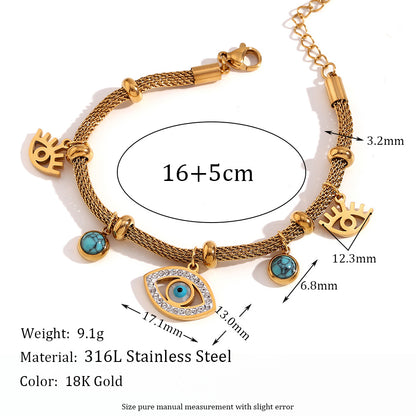 Size Details of Turquoise evil eye bracelet – 18K gold plated, waterproof & symbolic jewelry by STUD-Shop Till You Drop