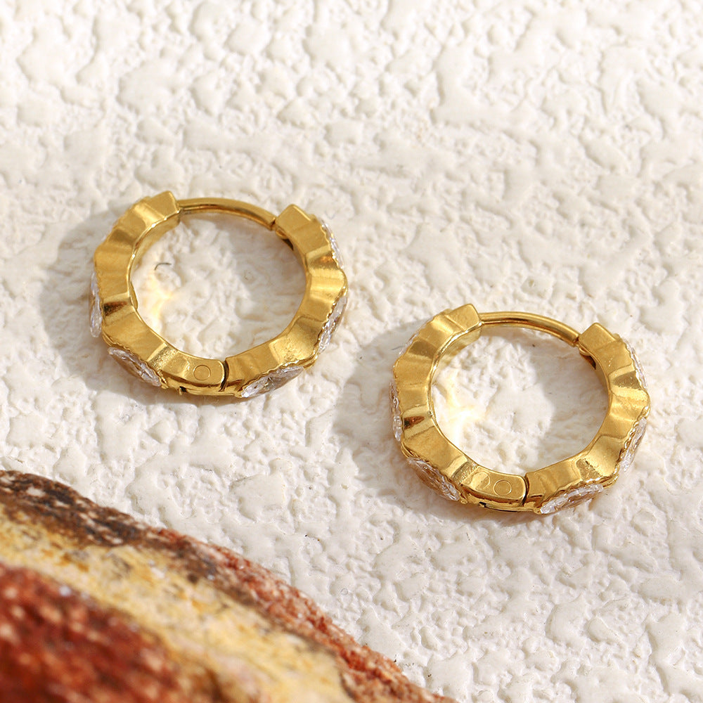 STUD mini marquise hoop earrings – 18K gold-plated, waterproof, anti-tarnish design with zircon stones