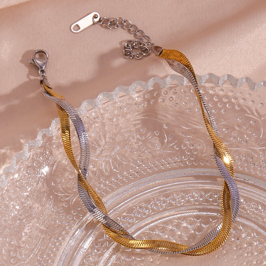 18K gold plated twist duo snake bracelet in silver and gold tones – STUD