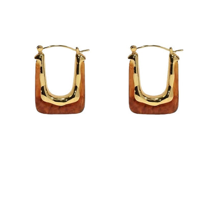 Brown geometric hoop earrings – lightweight, vintage-inspired design by STUD (Shop Till You Drop)