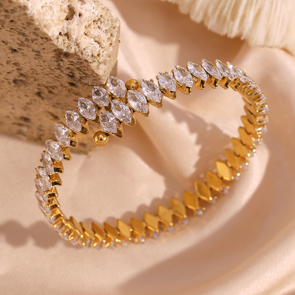 Gold and Diamond-Accented Adjustable Bracelet