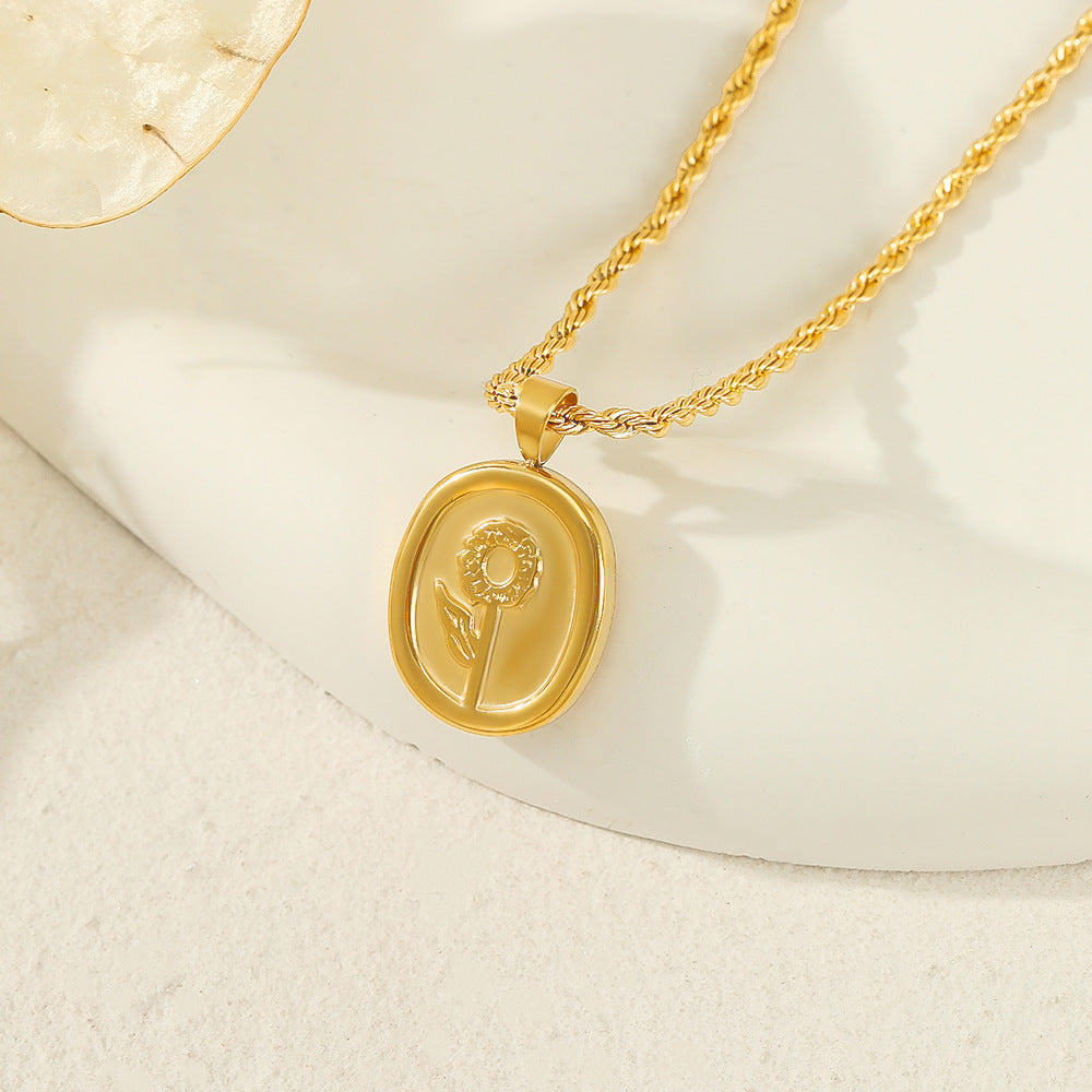 Sunflower Charm 18K Gold Necklace