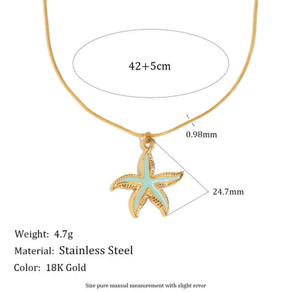 Pink Starfish Pendant Necklace – 18K Gold-Plated Ocean Charm