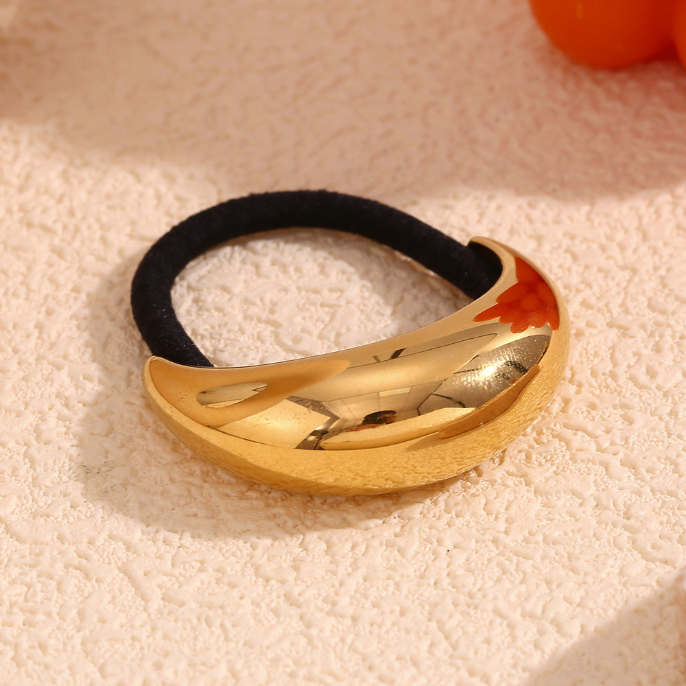 Minimalist 18K Gold-Plated Moon Design Hair Tie for Women