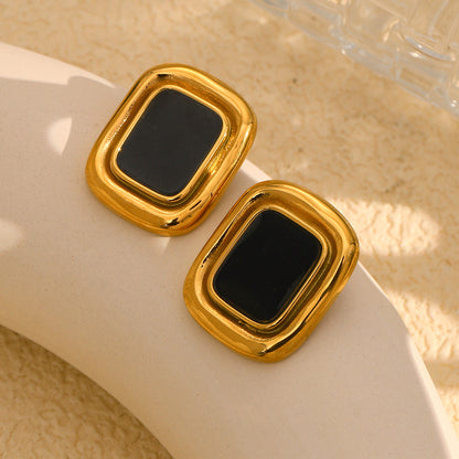 French vintage black onyx earrings – 18K gold-plated, hypoallergenic, waterproof studs by STUD (Shop Till You Drop)